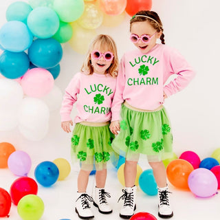 Lucky Charm L/S Pink Sweatshirt, Sweet Wink, cf-size-2t, cf-type-sweatshirt, cf-vendor-sweet-wink, CM22, JAN23, Lucky Charm L/S Pink Sweatshirt, St Patrick's Day Tee, St Patricks Day, Sweatsh