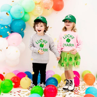 Lucky Charm L/S Pink Sweatshirt, Sweet Wink, cf-size-2t, cf-type-sweatshirt, cf-vendor-sweet-wink, CM22, JAN23, Lucky Charm L/S Pink Sweatshirt, St Patrick's Day Tee, St Patricks Day, Sweatsh