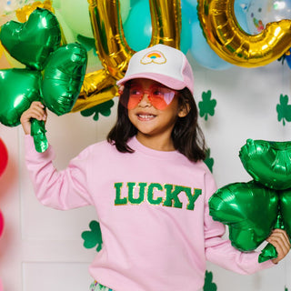 Sweet Wink Lucky Patch L/S Pink Sweatshirt, Sweet Wink, cf-size-3t, cf-size-5-6y, cf-type-sweatshirt, cf-vendor-sweet-wink, Lucky Patch Sweatshirt, Lucky Sweatshirt, St Patrick's Day, Sweatsh