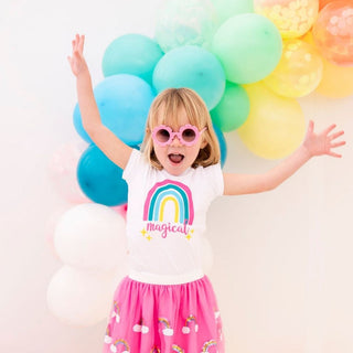 Magical Rainbow S/S White Tee, Sweet Wink, cf-size-4t, cf-type-tee, cf-vendor-sweet-wink, CM22, JAN23, Magical Rainbow S/S White Tee, Magical Tee, Rainbow, Rainbow Shirt, St Patrick's Day Tee