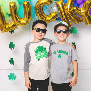 Sweet Wink Lucky Truck L/S Shirt - Natural / Heather, Sweet Wink, cf-size-4t, cf-type-tee, cf-vendor-sweet-wink, Long Sleeve Shirt, Lucky Truck, Shamrock, St Patrick's Day, St Patrick's Day T