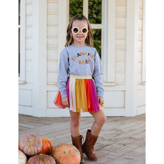 Sweet Wink Thankful Babe Sweatshirt - Gray, Sweet Wink, cf-size-2t, cf-size-3t, cf-size-4t, cf-size-5-6y, cf-size-7-8y, cf-type-tee, cf-vendor-sweet-wink, Sweet Wink, Thankful Babe, Thanksgiv