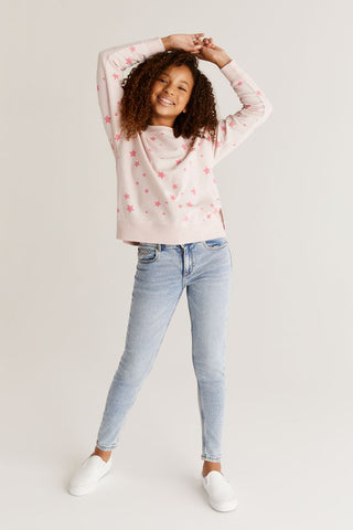 Z Supply Girls Star Modern Weekender - Pink, Z Supply, cf-size-large-12-14, cf-size-medium-10-12, cf-type-pullover, cf-vendor-z-supply, CM22, JAN23, Stars Pullover, Top, Tween Girl, tween gir