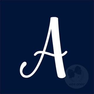 Medium Navy w/White Monogram Hair Bow on Clippie, Wee Ones, Alligator Clip, Alligator Clip Hair Bow, cf-type-hair-bow, cf-vendor-wee-ones, Clippie, Grosgrain, Hair Bow, Initial, Initial Hair 