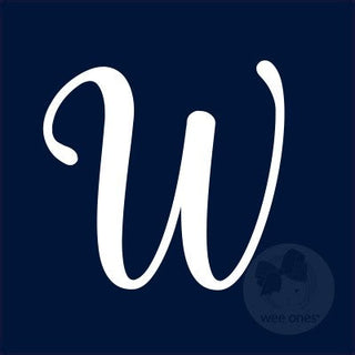 Medium Navy w/White Monogram Hair Bow on Clippie, Wee Ones, Alligator Clip, Alligator Clip Hair Bow, cf-type-hair-bow, cf-vendor-wee-ones, Clippie, Grosgrain, Hair Bow, Initial, Initial Hair 