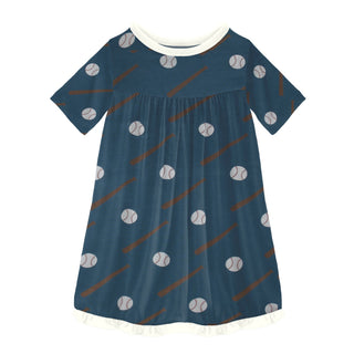 KicKee Pants Deep Sea Baseball Classic S/S Swing Dress, KicKee Pants, cf-size-18-24-months, cf-type-dress, cf-vendor-kickee-pants, CM22, Dress, KicKee, KicKee Pants, KicKee Pants Classic S/S 