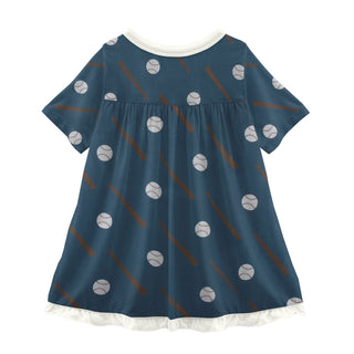 KicKee Pants Deep Sea Baseball Classic S/S Swing Dress, KicKee Pants, cf-size-18-24-months, cf-type-dress, cf-vendor-kickee-pants, CM22, Dress, KicKee, KicKee Pants, KicKee Pants Classic S/S 