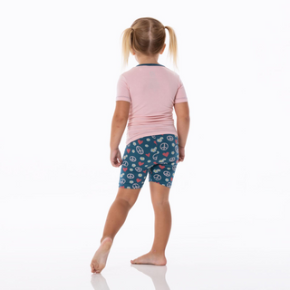 KicKee Pants Peace Love Happiness S/S Graphic Tee Pajama Set with Shorts, KicKee Pants, cf-size-5-years, cf-type-pajama-set, cf-vendor-kickee-pants, KicKee, kickee Pajama Set, KicKee Pajama S