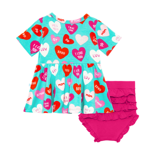 Posh Peanut Valerie S/S Basic Peplum Top & Bloomer Set, Posh Peanut, cf-size-3-6-months, cf-type-2pc-set, cf-vendor-posh-peanut, Conversation Heart, Conversation Hearts, Posh Peanut, Posh Pea