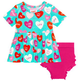 Posh Peanut Valerie S/S Basic Peplum Top & Bloomer Set, Posh Peanut, cf-size-3-6-months, cf-type-2pc-set, cf-vendor-posh-peanut, Conversation Heart, Conversation Hearts, Posh Peanut, Posh Pea