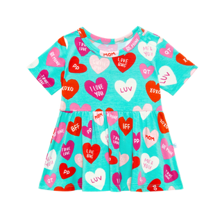 Posh Peanut Valerie S/S Basic Peplum Top & Bloomer Set, Posh Peanut, cf-size-3-6-months, cf-type-2pc-set, cf-vendor-posh-peanut, Conversation Heart, Conversation Hearts, Posh Peanut, Posh Pea