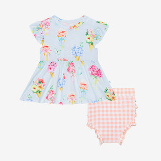 Posh Peanut Camille Ruffled Capsleeve Basic Peplum Top & Bloomer Set, Posh Peanut, Camille, cf-size-12-18-months, cf-type-2pc-set, cf-vendor-posh-peanut, Posh Peanut, Posh Peanut Bummie Set, 