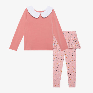 Posh Peanut Cassidy L/S Peterpan Collar T-Shirt & Skirted Legging Set, Posh Peanut, cf-size-3t, cf-size-4t, cf-size-6t, cf-size-7y, cf-size-8y, cf-type-2pc-set, cf-vendor-posh-peanut, Heart, 