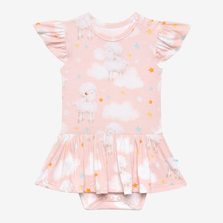 Posh Peanut Mary Ruffled Caplseeve Basic Twirl Skirt Bodysuit, Posh Peanut, cf-size-0-3-months, cf-size-12-18-months, cf-size-6-12-months, cf-type-dress, cf-vendor-posh-peanut, Lamb, Posh Pea