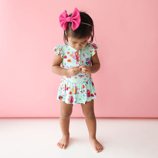 Posh Peanut Kai Ruffled Capsleeve Henley Twirl Skirt Bodysuit, Posh Peanut, cf-size-0-3-months, cf-size-3-6-months, cf-type-dress, cf-vendor-posh-peanut, Mermaid, Mermaids, Posh Custom Sale, 