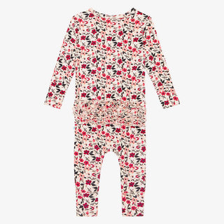 Posh Peanut Janie L/S Ruffled Henley Romper, Posh Peanut, cf-size-12-18-months, cf-size-2t, cf-size-3-6-months, cf-type-romper, cf-vendor-posh-peanut, Long Sleeve Ruffled Romper, Posh Peanut,