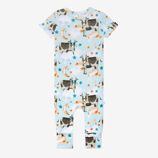 Posh Peanut Tex S/S Basic Romper, Posh Peanut, cf-size-0-3-months, cf-type-romper, cf-vendor-posh-peanut, Posh Peanut, Posh Peanut Cow, Posh Peanut Romper, Posh Peanut S/S Basic Romper, Posh 