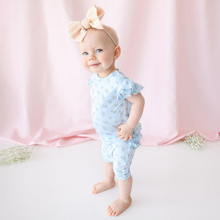 Posh Peanut Grace Ruffled Capsleeve Short Length Romper, Posh Peanut, cf-size-0-3-months, cf-size-12-18-months, cf-size-9-12-months, cf-type-romper, cf-vendor-posh-peanut, Posh Peanut, Posh P