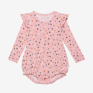 Posh Peanut Cassidy L/S Ruffled Bubble Romper, Posh Peanut, Bubble Romper, cf-size-0-3-months, cf-size-3-6-months, cf-size-6-12-months, cf-type-romper, cf-vendor-posh-peanut, Heart, Hearts, L