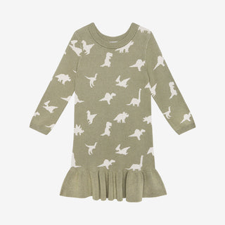 Posh Peanut Poshosaurus Jacquard L/S Dress, Posh Peanut, cf-size-4t, cf-size-5t, cf-type-dresses, cf-vendor-posh-peanut, Dinosaur, Dress, Dresses, Jacquard, Posh Peanut, Posh Peanut Jacquard,