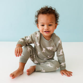 Posh Peanut Poshosaurus Kimono Sweater & Legging, Posh Peanut, cf-size-3-6-months, cf-type-outfit-sets, cf-vendor-posh-peanut, Dinosaur, Jacquard, Kimono Set, Posh Peanut, Posh Peanut Jacquar