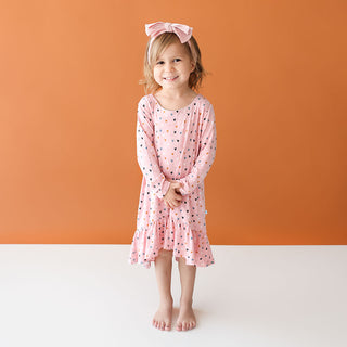 Posh Peanut Cassidy L/S Basic Hi Low Dress, Posh Peanut, cf-size-10y, cf-size-3t, cf-size-6t, cf-size-7y, cf-size-8y, cf-type-dress, cf-vendor-posh-peanut, Heart, Hearts, Hi Lo Dress, Posh Pe