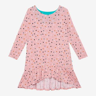 Posh Peanut Cassidy L/S Basic Hi Low Dress, Posh Peanut, cf-size-10y, cf-size-3t, cf-size-6t, cf-size-7y, cf-size-8y, cf-type-dress, cf-vendor-posh-peanut, Heart, Hearts, Hi Lo Dress, Posh Pe