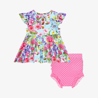 Posh Peanut Hadley Ruffled Capsleeve Henley Peplum Top & Bloomer Set, Posh Peanut, cf-size-12-18-months, cf-size-2t, cf-size-3-6-months, cf-size-6-12-months, cf-type-2pc-set, cf-vendor-posh-p