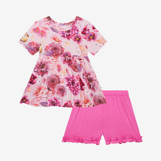 Posh Peanut Amira Basic S/S Peplum Top & Ruffled Short Set, Posh Peanut, Amira, cf-size-10, cf-size-6t, cf-type-2pc-set, cf-vendor-posh-peanut, Ladybug, Posh Peanut, Posh Peanut Amira, Posh P