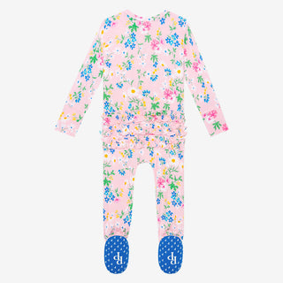 Posh Peanut Nicole Ruffled Zippered Footie, Posh Peanut, cf-size-6-9-months, cf-size-9-12-months, cf-type-footie, cf-vendor-posh-peanut, Floral, Nicole, Posh Peanut, Posh Peanut Footie, Posh 