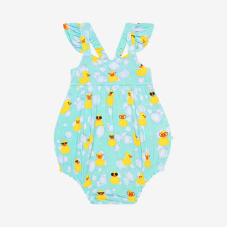 Posh Peanut Ducky Basic Ruffled Capsleeve Bubble Romper, Posh Peanut, cf-size-3-6-months, cf-type-romper, cf-vendor-posh-peanut, Ducky, Posh Peanut, Posh Peanut Basic Ruffled Capsleeve Bubble