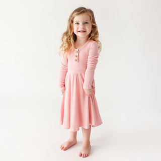 Posh Peanut Fall Rose Waffle L/S Henley Twirl Dress, Posh Peanut, cf-size-2t, cf-type-dress, cf-vendor-posh-peanut, Fall Rose, Olive, Posh Peanut, Posh Peanut Dress, Posh Peanut Fall Rose, Po