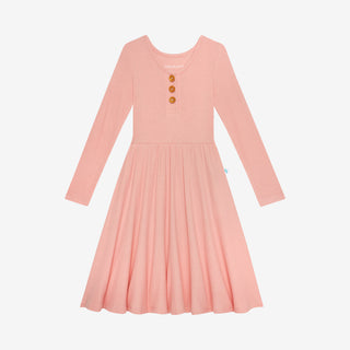 Posh Peanut Fall Rose Waffle L/S Henley Twirl Dress, Posh Peanut, cf-size-2t, cf-type-dress, cf-vendor-posh-peanut, Fall Rose, Olive, Posh Peanut, Posh Peanut Dress, Posh Peanut Fall Rose, Po