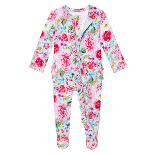 Posh 2024 peanut Gemma footie with bow size 6-9 months