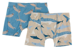 KicKee Pants Blue Moon Sea Otter & Burlap Sharks Boxer Briefs Set, KicKee Pants, Boys Boxer Brief Set, Boys Boxer Briefs Set, Boys Boxers, CM22, Els PW 8598, KicKee, KicKee Boys Boxer Brief S