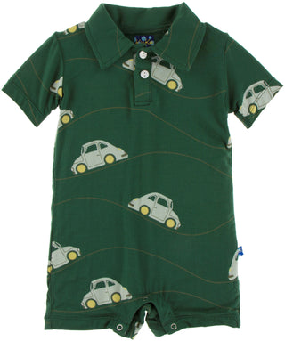 KicKee Pants Topiary Italian Car Polo Romper, KicKee Pants, Black Friday, CM22, Cyber Monday, Els PW 8258, End of Year, End of Year Sale, KicKee, KicKee Pants, KicKee Pants Polo Romper, KicKe