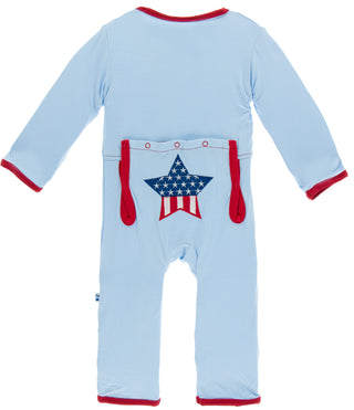 KicKee Pants Applique Coverall - Pond Stars & Stripes, KicKee Pants, 4th of July, cf-size-0-3-months, cf-type-coverall, cf-vendor-kickee-pants, CM22, Coverall, Els PW 5060, KicKee, KicKee Pan