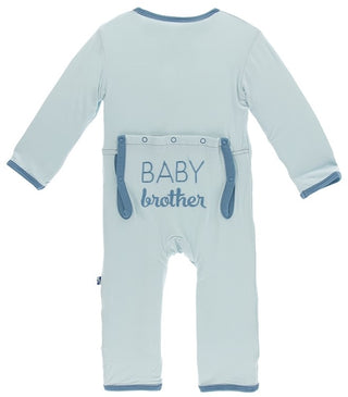 KicKee Pants Applique Coverall with Snaps - Spring Sky Baby Brother, KicKee Pants, Applique Coverall, Baby Brother, botany, Brother Coverall, Brother PAjamas, CM22, Coverall, KicKee, KicKee B