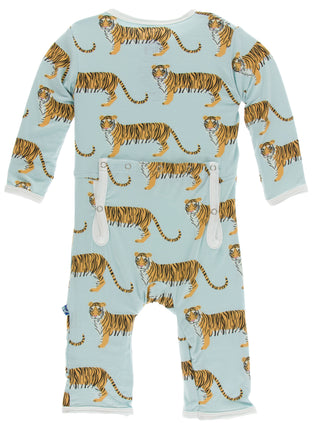 KicKee Pants Spring Sky Tiger Coverall with Snaps, Kickee Pants, Black Friday, CM22, Coverall, Coverall with Snaps, Els PW 8258, End of Year, End of Year Sale, KicKee, KicKee Coverall with Sn