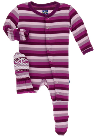 KicKee Pants Coral Stripe Footie with Snaps, KicKee Pants, CM22, Footie with Snaps, KicKee, KicKee Footie, KicKee Footie with Snaps, KicKee Oceanography, KicKee Pants Coral Stripe Footie with