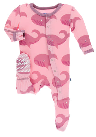 KicKee Pants Lotus Whales Footie with Snaps, KicKee Pants, cf-size-12-18-months, cf-type-footie, cf-vendor-kickee-pants, CM22, Els PW 5060, Footie with Snaps, KicKee, KicKee Footie, KicKee Fo