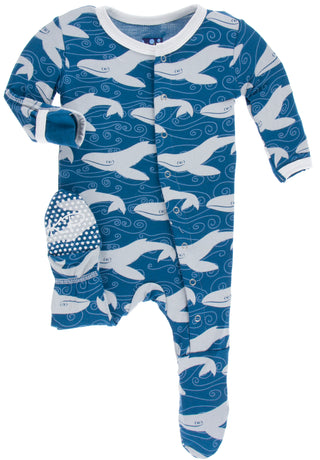 KicKee Pants Twilight Whale Footie with Zipper, KicKee Pants, CM22, Footie with Zipper, KicKee, KicKee Pants, KicKee Pants Anniversary Spring, KicKee Pants Footie with Zipper, KicKee Pants Sp