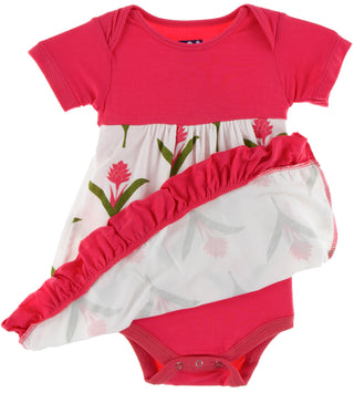 KicKee Pants Natural Red Ginger Flowers S/S One Piece Dress Romper, KicKee Pants, Botany, cf-size-12-18-months, cf-size-3-6-months, cf-size-6-12-months, cf-type-dress-romper, cf-vendor-kickee