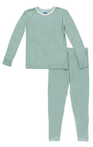 KicKee Pants Solid Jade with Natural L/S Pajama Set, KicKee Pants, CM22, Els PW 5060, Els PW 7878, KicKee, KicKee Oceanography, KicKee Pants, KicKee Pants Long Sleeve Pajama Set, KicKee Pants