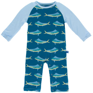 KicKee Pants Twilight Dolphin Fish Long Sleeve Raglan Romper, KicKee Pants, CM22, KicKee, KicKee Pants, KicKee Pants Long Sleeve Raglan Romper, KicKee Pants Perth, KicKee Pants Perth Collecti