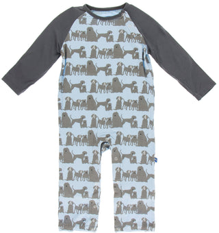 KicKee Pants London Dogs Long Sleeve Raglan Romper, KicKee Pants, Black Friday, CM22, Cyber Monday, Dog, Els PW 5060, Els PW 8258, End of Year, End of Year Sale, KicKee, KicKee London, KicKee