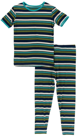 KicKee Pants Botany Grasshopper Stripe S/S Pajama Set with Pants, KicKee Pants, Botany, CM22, KicKee, KicKee Botany, KicKee Pants Botany, KicKee Pants Botany Grasshopper Stripe, KicKee Pants 