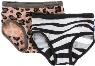 KicKee Pants Suede Cheetah Print & Natural Zebra Print Girls Underwear Set, KicKee Pants, Black Friday, CM22, Cyber Monday, Els PW 8258, Els PW 8598, End of Year, End of Year Sale, Kenya, Kic