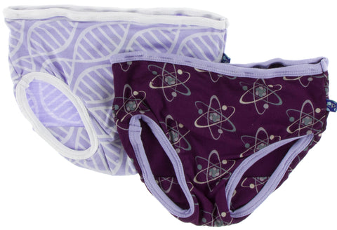 KicKee Pants Lilac Double Helix & Wine Grapes Atoms Girls Underwear Set