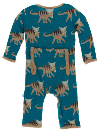 KicKee Pants Heritage Blue Kosmoceratops Coverall with Zipper, KicKee Pants, Black Friday, CM22, Coverall with Zipper, Cyber Monday, Els PW 8258, End of Year, End of Year Sale, Heritage Blue 